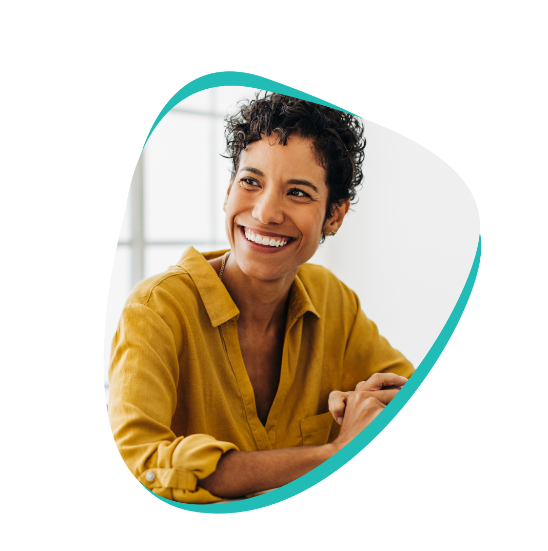 Woman in yellow shirt smiling